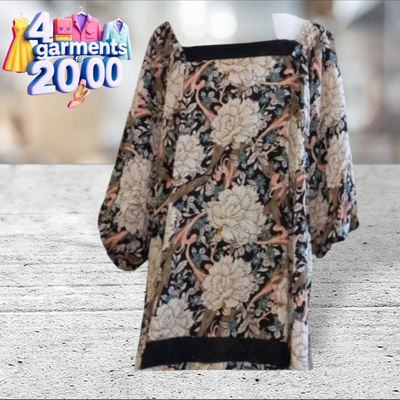 NWT Meritt floral dress square neck with balloon sleeves size 1X - Picture 1 of 11